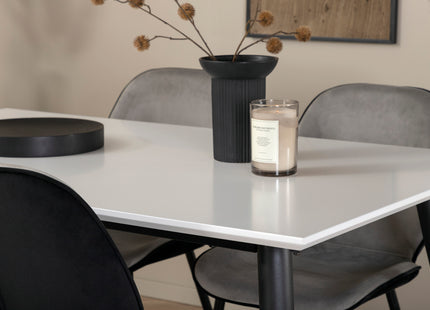 Venture Home Emma & Jimmy Matstolar 2-pack Grå + Rektangulära Matbord 150 x 90 Vit