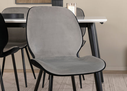 Venture Home Emma & Jimmy Matstolar 2-pack Grå + Rektangulära Matbord 150 x 90 Vit