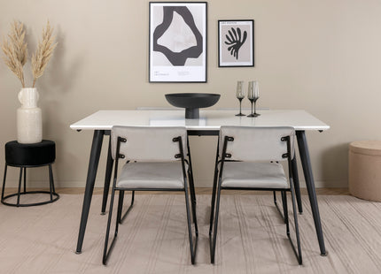 Venture Home Jimmy & Kenth Rektangulära Matbord 150 x 90 Vit + Matstolar 2-pack Grå
