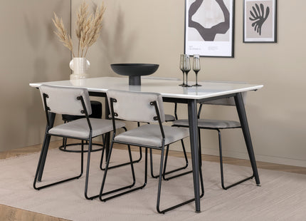 Venture Home Jimmy & Kenth Rektangulära Matbord 150 x 90 Vit + Matstolar 2-pack Grå