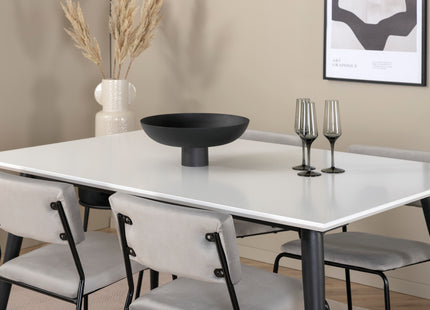 Venture Home Jimmy & Kenth Rektangulära Matbord 150 x 90 Vit + Matstolar 2-pack Grå