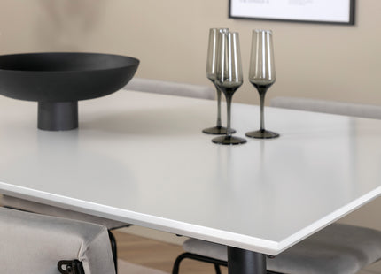 Venture Home Jimmy & Kenth Rektangulära Matbord 150 x 90 Vit + Matstolar 2-pack Grå