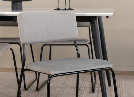 Venture Home Jimmy & Kenth Rektangulära Matbord 150 x 90 Vit + Matstolar 2-pack Grå