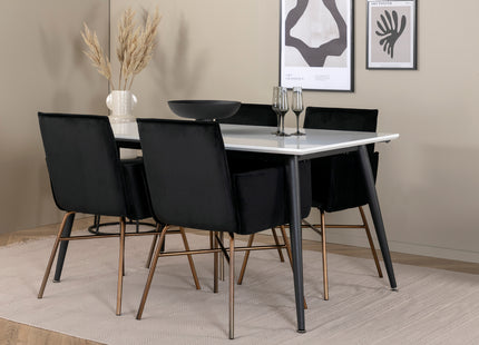 Venture Home Jimmy & Petra Rektangulära Matbord 150 x 90 Vit + Matstolar Svart