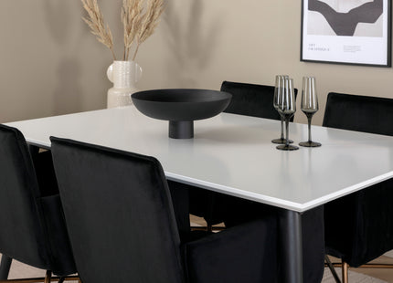 Venture Home Jimmy & Petra Rektangulära Matbord 150 x 90 Vit + Matstolar Svart