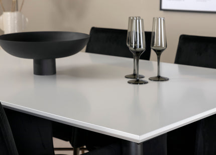 Venture Home Jimmy & Petra Rektangulära Matbord 150 x 90 Vit + Matstolar Svart