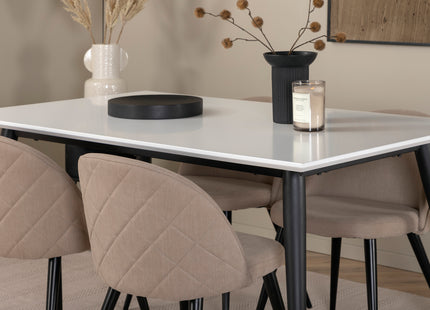 Venture Home Jimmy & Velvet Rektangulära Matbord 150 x 90 Vit + Matstolar 2-pack Beige
