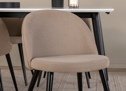 Venture Home Jimmy & Velvet Rektangulära Matbord 150 x 90 Vit + Matstolar 2-pack Beige