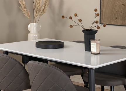 Venture Home Jimmy & Velvet Rektangulära Matbord 150 x 90 Vit + Matstolar 2-pack Grå