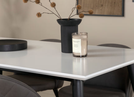 Venture Home Jimmy & Velvet Rektangulära Matbord 150 x 90 Vit + Matstolar 2-pack Grå