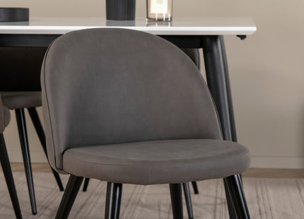 Venture Home Jimmy & Velvet Rektangulära Matbord 150 x 90 Vit + Matstolar 2-pack Grå