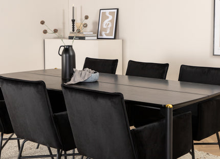 Venture Home Pelle & Petra Rektangulära Matbord 190 x 90 Svart + Matstolar Svart