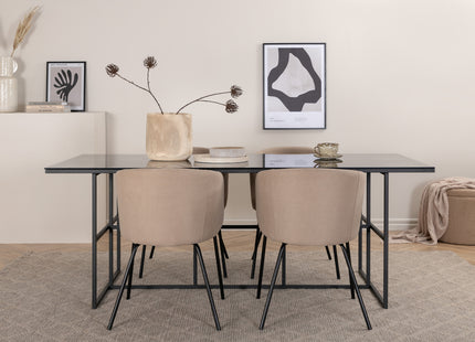 Venture Home Berit & Leif Matstolar Beige + Rektangulära Matbord 200 x 90 Svart
