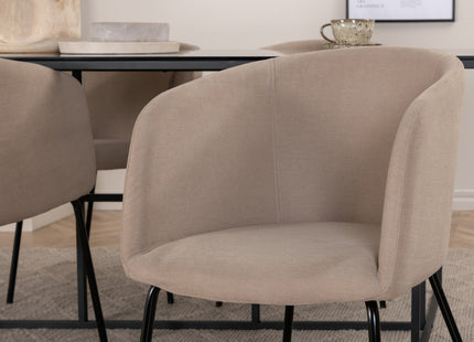 Venture Home Berit & Leif Matstolar Beige + Rektangulära Matbord 200 x 90 Svart