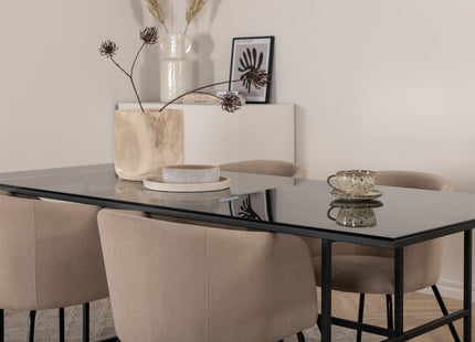 Venture Home Berit & Leif Matstolar Beige + Rektangulära Matbord 200 x 90 Svart