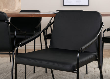 Venture Home Tvist & Uno Matstolar 2-pack Svart + Rektangulära Matbord 200 x 90 Nature