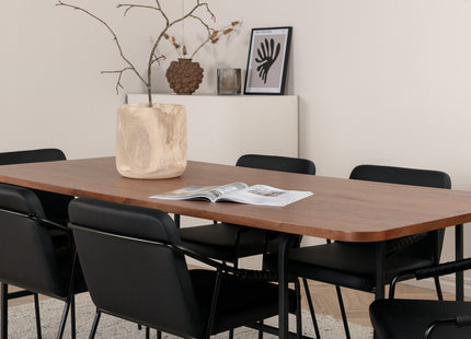 Venture Home Tvist & Uno Matstolar 2-pack Svart + Rektangulära Matbord 200 x 90 Nature