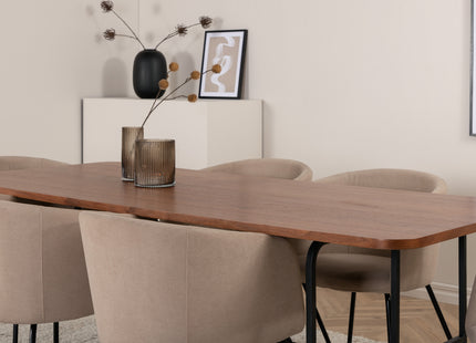 Venture Home Berit & Uno Matstolar Beige + Rektangulära Matbord 200 x 90 Nature