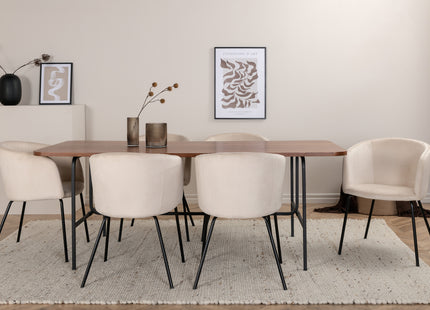 Venture Home Berit & Uno Matstolar Beige + Rektangulära Matbord 200 x 90 Nature