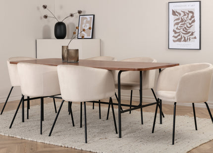 Venture Home Berit & Uno Matstolar Beige + Rektangulära Matbord 200 x 90 Nature