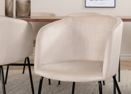 Venture Home Berit & Uno Matstolar Beige + Rektangulära Matbord 200 x 90 Nature