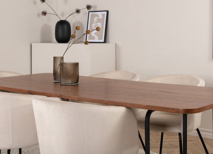 Venture Home Berit & Uno Matstolar Beige + Rektangulära Matbord 200 x 90 Nature