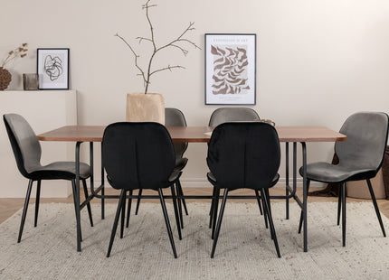 Venture Home Emma & Uno Matstolar 2-pack Grå + Rektangulära Matbord 200 x 90 Nature