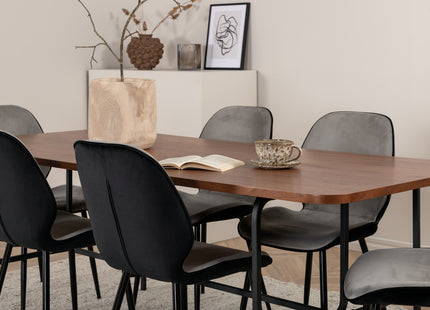 Venture Home Emma & Uno Matstolar 2-pack Grå + Rektangulära Matbord 200 x 90 Nature