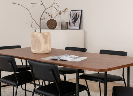 Venture Home Kenth & Uno Matstolar 2-pack Svart + Rektangulära Matbord 200 x 90 Nature