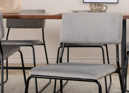 Venture Home Kenth & Uno Matstolar 2-pack Grå + Rektangulära Matbord 200 x 90 Nature
