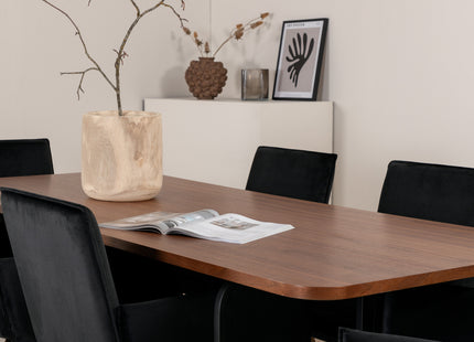 Venture Home Petra & Uno Matstolar Svart + Rektangulära Matbord 200 x 90 Nature