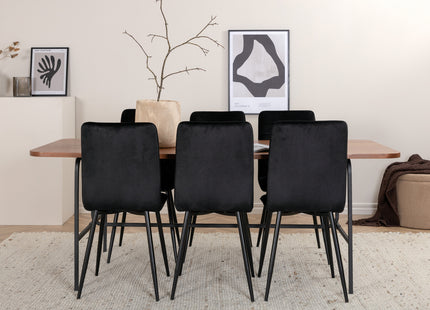 Venture Home Uno & Windu Rektangulära Matbord 200 x 90 Nature + Matstolar 2-pack Svart
