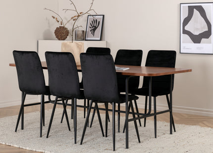 Venture Home Uno & Windu Rektangulära Matbord 200 x 90 Nature + Matstolar 2-pack Svart