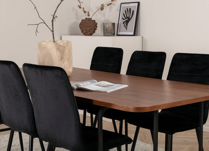 Venture Home Uno & Windu Rektangulära Matbord 200 x 90 Nature + Matstolar 2-pack Svart