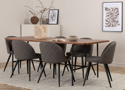 Venture Home Uno & Velvet Rektangulära Matbord 200 x 90 Nature + Matstolar 2-pack Grå