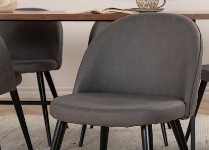Venture Home Uno & Velvet Rektangulära Matbord 200 x 90 Nature + Matstolar 2-pack Grå