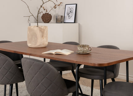 Venture Home Uno & Velvet Rektangulära Matbord 200 x 90 Nature + Matstolar 2-pack Grå