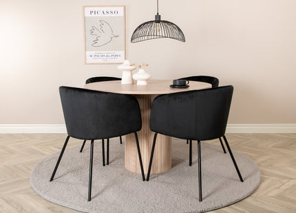 Venture Home Berit & Bianca Matstolar Svart + Runda Matbord ⌀110 Whitewash
