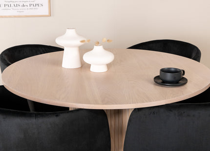 Venture Home Berit & Bianca Matstolar Svart + Runda Matbord ⌀110 Whitewash