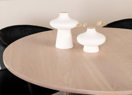 Venture Home Berit & Bianca Matstolar Svart + Runda Matbord ⌀110 Whitewash
