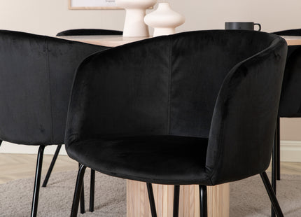 Venture Home Berit & Bianca Matstolar Svart + Runda Matbord ⌀110 Whitewash