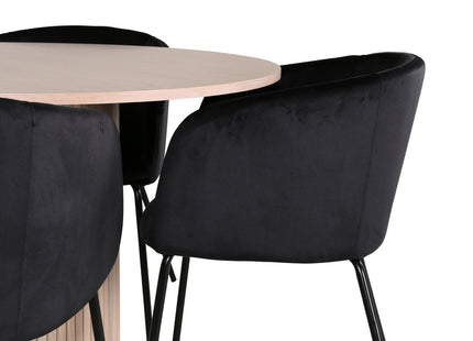 Venture Home Berit & Bianca Matstolar Svart + Runda Matbord ⌀110 Whitewash
