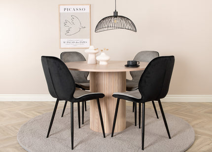 Venture Home Emma & Bianca Matstolar 2-pack Grå + Runda Matbord ⌀110 Whitewash