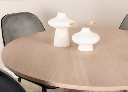 Venture Home Emma & Bianca Matstolar 2-pack Grå + Runda Matbord ⌀110 Whitewash