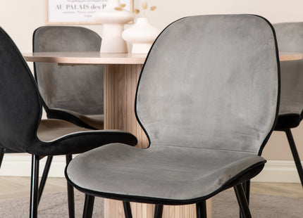 Venture Home Emma & Bianca Matstolar 2-pack Grå + Runda Matbord ⌀110 Whitewash