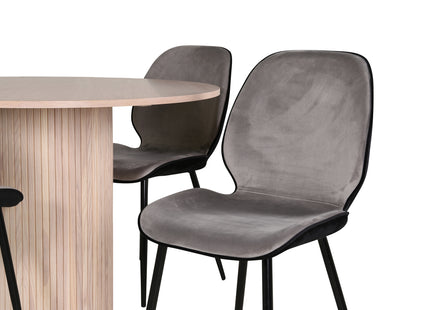 Venture Home Emma & Bianca Matstolar 2-pack Grå + Runda Matbord ⌀110 Whitewash