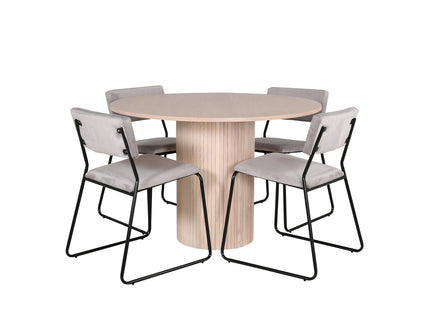 Venture Home Kenth & Bianca Matstolar 2-pack Grå + Runda Matbord ⌀110 Whitewash