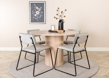 Venture Home Kenth & Bianca Matstolar 2-pack Grå + Runda Matbord ⌀110 Whitewash