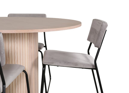Venture Home Kenth & Bianca Matstolar 2-pack Grå + Runda Matbord ⌀110 Whitewash