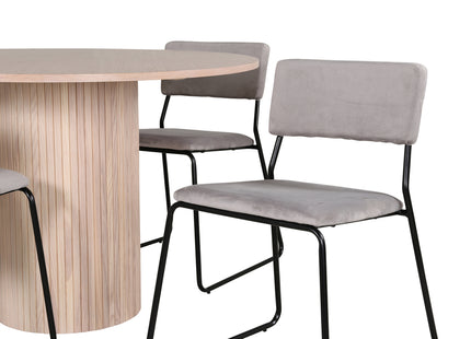 Venture Home Kenth & Bianca Matstolar 2-pack Grå + Runda Matbord ⌀110 Whitewash
